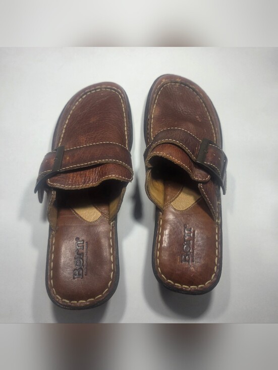 Born Brown Leather Clogs Mules Slip On Comfort Shoes Women’s US 9 EU 40.5 main image 4